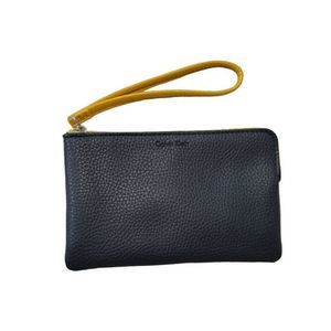 Calvin Klein Black/Burnt Orange Wristlet - 7.25" L, 4.5" H, 1" D